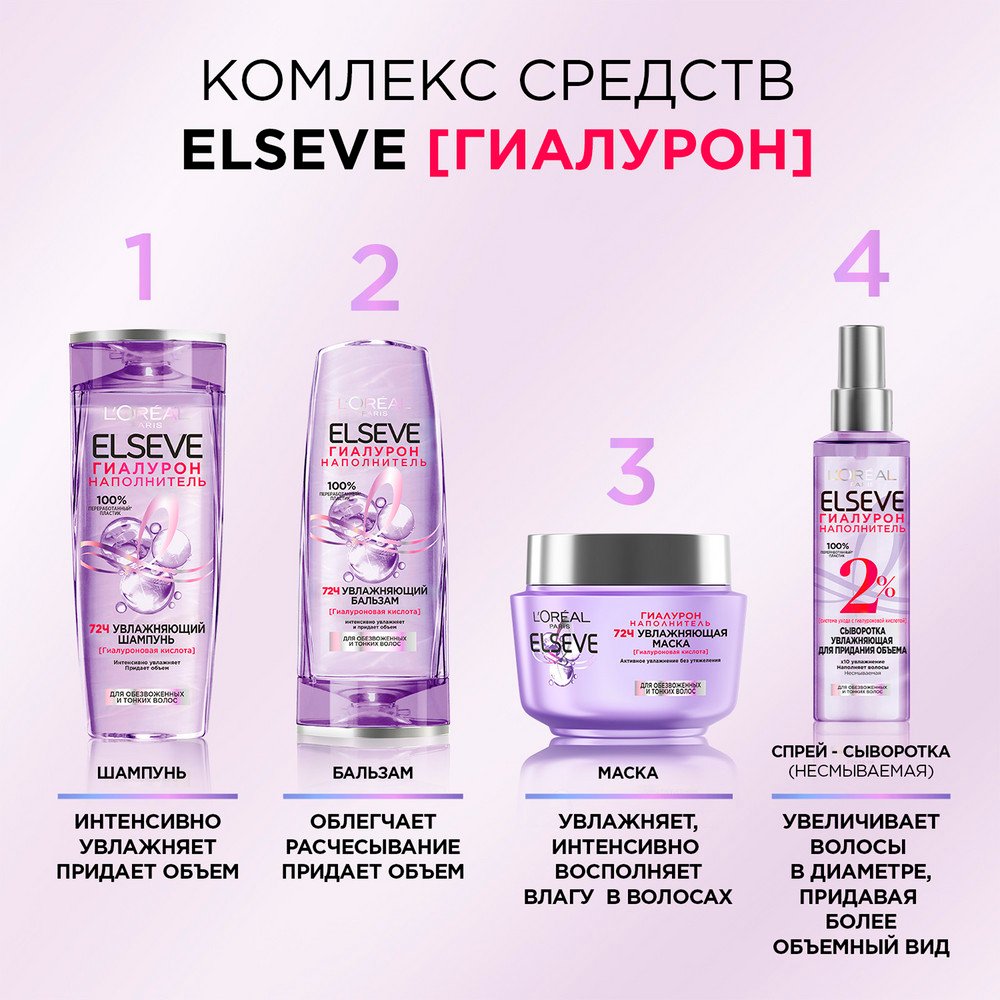 Увлажняющий шампунь Elseve Гиалурон Наполнитель, 400 мл: купить