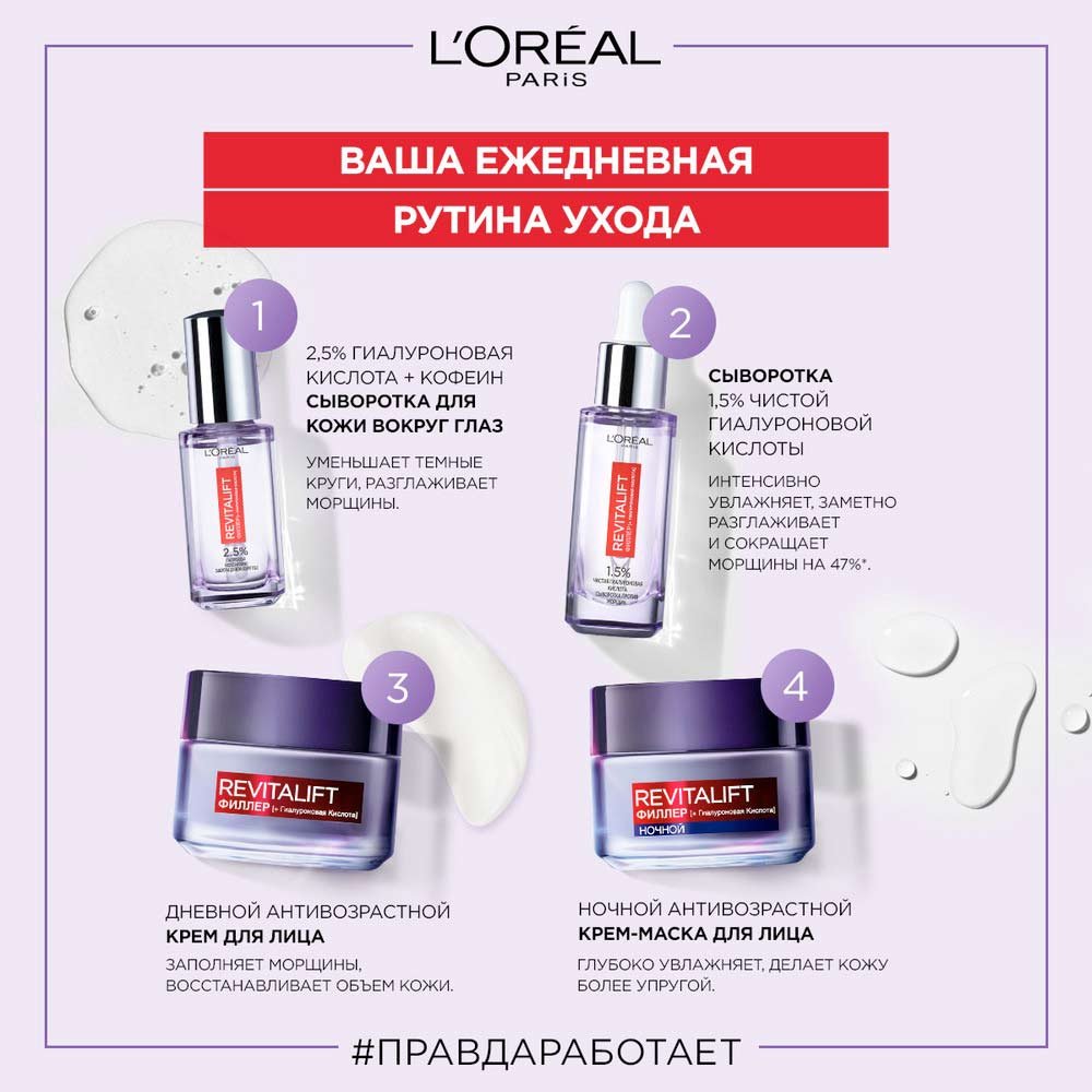 Сыворотка Revitalift Филлер для лица и шеи с 1,5% гиалуроном: купить